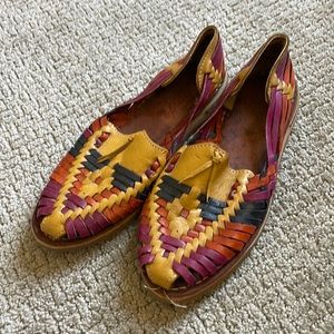 Woven leather sandals